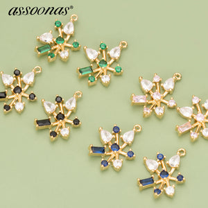 MC17,18K Plated Copper Zircons Charms DIY Jewelry Accessory 6pcs/lot