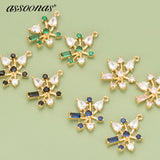 MC17,18K Plated Copper Zircons Charms DIY Jewelry Accessory 6pcs/lot