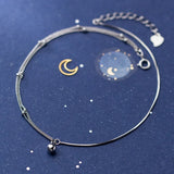 925 Silver Double Rows Chain & Snake Chain Anklet Bracelet