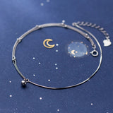 925 Silver Double Rows Chain & Snake Chain Anklet Bracelet