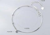 925 Silver Double Rows Chain & Snake Chain Anklet Bracelet