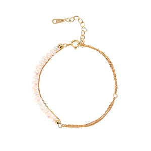 Baroque Pearl 925 Silver Bracelet Multi-layer Chain C-L486