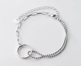 925 Sterling Silver 2Rows White Open Circle Beads Bracelet