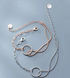 925 Sterling Silver 2Rows White Open Circle Beads Bracelet