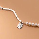 925 Silver Baroque Pearl Bracelet Square Cube Chain Wrist C-S4547