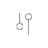 925 Silver Asymmetry Earrings Bar & Open Circle CZ Set