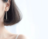 925 Sterling Silver Asymmetry Tassel Earrings GTLE2373