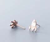 925 Sterling Silver Astronaut & Rocket Stud Earrings for Child GTLE2702
