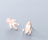 925 Sterling Silver Astronaut & Rocket Stud Earrings for Child GTLE2702