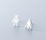 925 Sterling Silver Astronaut & Rocket Stud Earrings for Child GTLE2702