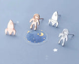925 Sterling Silver Astronaut & Rocket Stud Earrings for Child GTLE2702
