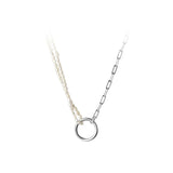 925 Silver Necklace with Pearl & Lucky Circle Pendant