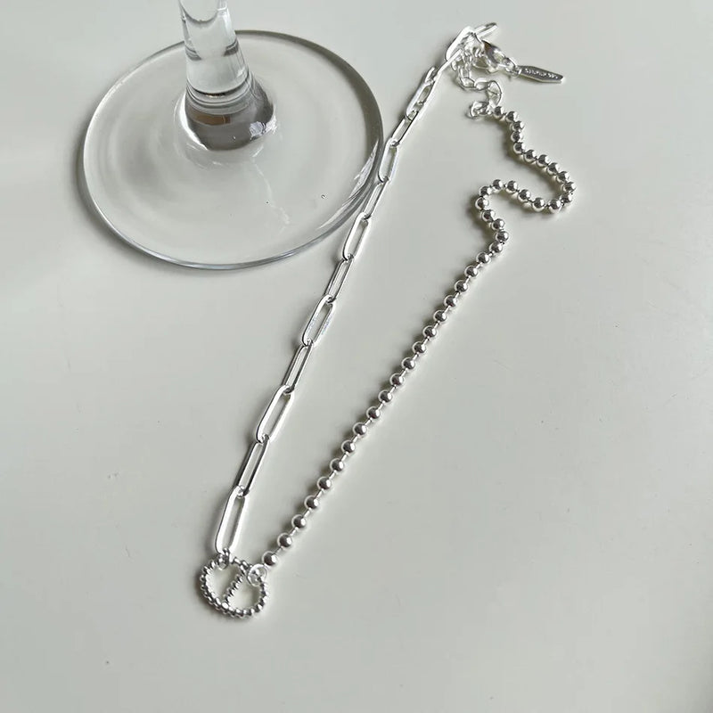925 Silver Asymmetry Necklace with Pig Nose Pendant