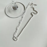 925 Silver Asymmetry Necklace with Pig Nose Pendant