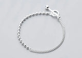 925 Silver Asymmetry Bracelet Polished Lucky Beads Chain GTLS748