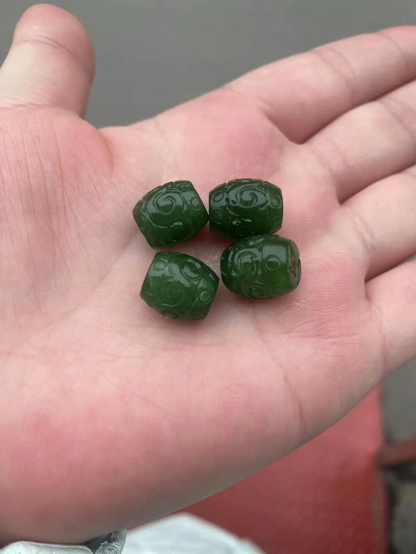 Hotan Jade Ruyi Passepartout Bucket Green Jade Beads DIY Accessories