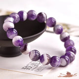 Natural Lace Amethysts Bracelet Purple Crystal Dream Reiki Gem Stone Round Beads