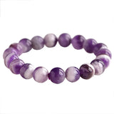 Natural Lace Amethysts Bracelet Purple Crystal Dream Reiki Gem Stone Round Beads