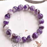Natural Lace Amethysts Bracelet Purple Crystal Dream Reiki Gem Stone Round Beads