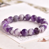 Natural Lace Amethysts Bracelet Purple Crystal Dream Reiki Gem Stone Round Beads