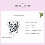 925 Sterling Silver Puppy Charm Pendant for Bracelet DIY Jewelry Making