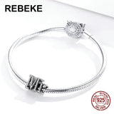 925 Sterling Silver Retro Beads Mr Charm for Bracelet DIY Jewelry