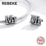 925 Sterling Silver Retro Beads Mr Charm for Bracelet DIY Jewelry