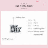 925 Sterling Silver Retro Beads Mr Charm for Bracelet DIY Jewelry