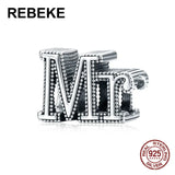 925 Sterling Silver Retro Beads Mr Charm for Bracelet DIY Jewelry