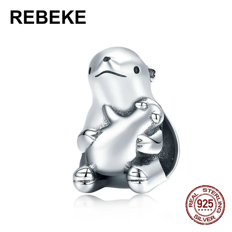 925 Sterling Silver Polar Bears Charm Bracelet Beads Jewelry Women Making
