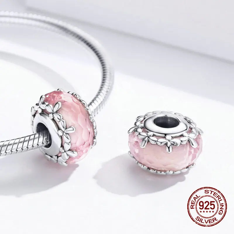 3MM Glass Round Floret Beads for 925 Sterling Silver Jewelry Making