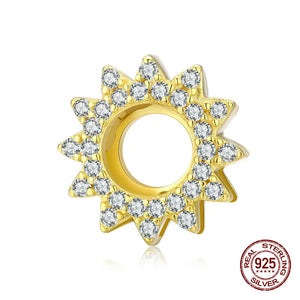 925 Sterling Silver Sunflower Clear CZ Beads for Reflexions Bracelet Charm
