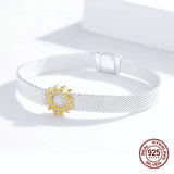 925 Sterling Silver Sunflower Clear CZ Beads for Reflexions Bracelet Charm
