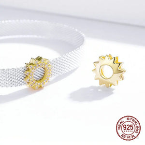 925 Sterling Silver Sunflower Clear CZ Beads for Reflexions Bracelet Charm