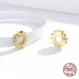 925 Sterling Silver Sunflower Clear CZ Beads for Reflexions Bracelet Charm