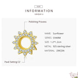 925 Sterling Silver Sunflower Clear CZ Beads for Reflexions Bracelet Charm