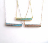 925 Silver Zirconia Strip Chain Pendant Necklace