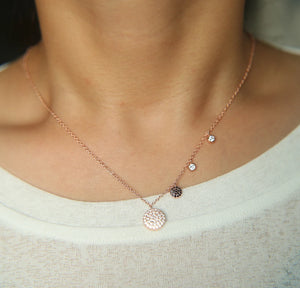 925 Silver Round CZ Disco Charm Necklace