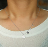 925 Silver Round CZ Disco Charm Necklace