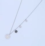 925 Silver Round CZ Disco Charm Necklace