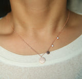 925 Silver Round CZ Disco Charm Necklace