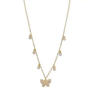 925 Silver Butterfly Pendant Necklace Crystal Jewelry Gift