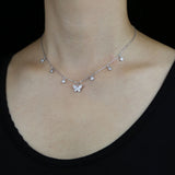 925 Silver Butterfly Pendant Necklace Crystal Jewelry Gift