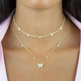 925 Silver Butterfly Pendant Necklace Crystal Jewelry Gift
