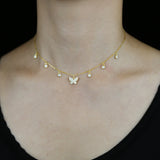 925 Silver Butterfly Pendant Necklace Crystal Jewelry Gift