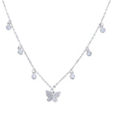 925 Silver Butterfly Pendant Necklace Crystal Jewelry Gift