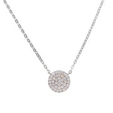 925 Silver Evil Eye Charm Necklace CZ Paved Circle