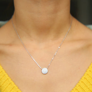 925 Silver Evil Eye Charm Necklace CZ Paved Circle