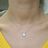 925 Silver Evil Eye Charm Necklace CZ Paved Circle
