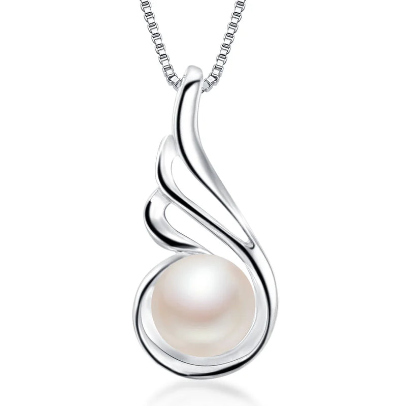 Natural Pearl 925 Silver Zircon Pendant Necklace for Women